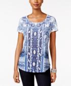 Style & Co. Printed Studded Top, Only At Macy's