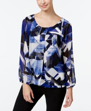 Alfani Printed Chiffon Blouson Top, Only At Macy's