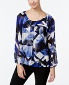 Alfani Printed Chiffon Blouson Top, Only At Macy's