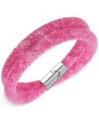 Swarovski Silver-tone Pink Crystal Stardust Double Twist Bracelet