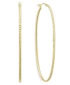 14k Gold Vermeil Earrings, Diamond-cut Oval Hoop Earrings