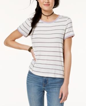 Hippie Rose Juniors' Striped Ringer T-shirt