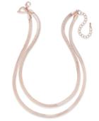 Thalia Sodi Rose Gold-tone Herringbone Double Layer Necklace, Only At Macy's