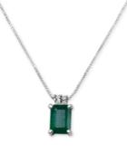 Emerald (9/10 Ct. T.w.) & Diamond Accent 16 Pendant Necklace In 14k White Gold
