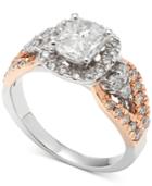 Diamond Two-tone Engagement Ring (1-1/2 Ct. T.w.) In 14k White And Rose Gold