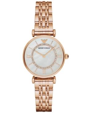 Emporio Armani Women's Gianni T-bar Rose Gold-tone Stainless Steel Bracelet Watch 32mm Ar1909
