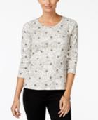 Charter Club Petite Snowflake-print Top, Only At Macy's