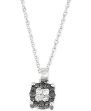 Black And White Diamond Pendant Necklace (1/4 Ct. T.w.) In 10k White Gold