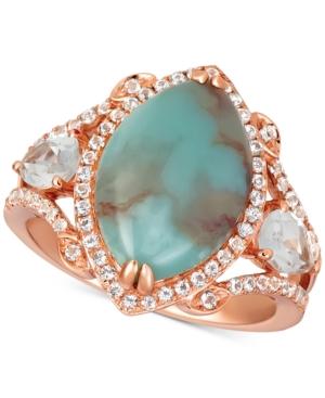 Le Vian Sky Aquaprase (15 X 10mm) & White Topaz (1-1/6 Ct. T.w.) Statement Ring In 14k Rose Gold