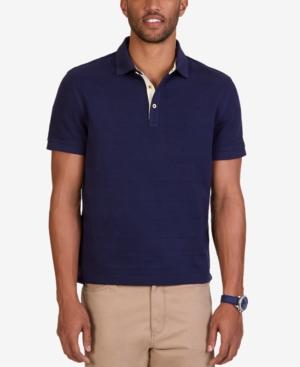 Nautica Men's Classic Fit Voyager Solid Waffle-knit Stripe Polo