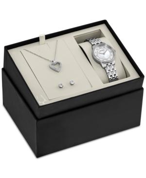 Bulova Women's Stainless Steel Bracelet Watch & Pendant Necklace And Stud Earrings Box Set 30mm 96x138