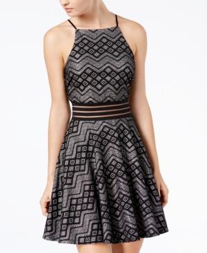 City Studios Juniors' Geometric-lace Dress