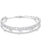Swarovski Silver-tone Crystal Multi-row Bangle Bracelet