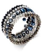Inc International Concepts Silver-tone Jet And Metallic Beaded Coil Bracelet, Only At Macy's