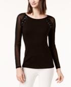 I.n.c. Illusion-sleeve Grommet Top, Created For Macy's