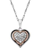 Diamond Heart Pendant Necklace In Sterling Silver 14k Rose Gold (1/10 Ct. T.w.)