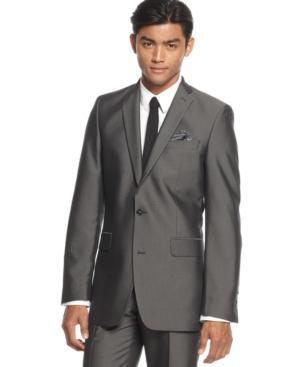 Tallia Orange Big And Tall Sharkskin Two-button Blazer