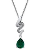 Lab Created Emerald (1-5/8 Ct. T.w.) & Diamond Accent Pendant Necklace In Sterling Silver
