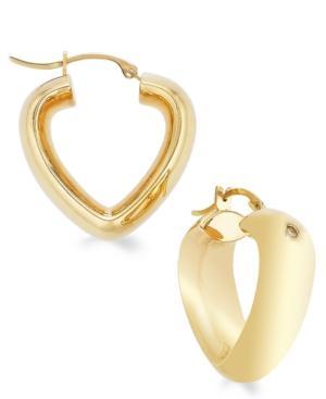 Signature Gold 14k Gold Open Heart Hoop Earrings