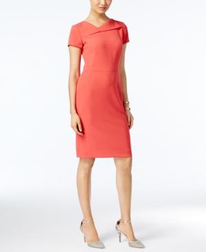 Tahari Asl Short-sleeve Asymmetrical Sheath Dress