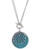 Judith Jack Silver-tone Turquoise And Crystal Pendant Necklace