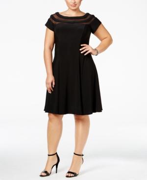Betsy & Adam Plus Size Illusion Fit & Flare Dress