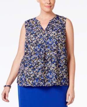 Nine West Plus Size Printed V-neck Top