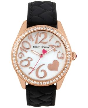 Betsey Johnson Women's Black Heart Textured Silicone Strap Watch 40mm Bj00048-172