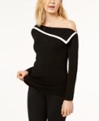 Inc International Concepts Asymmetrical Pipe-trim Sweater, Created For Macy's