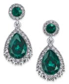 Charter Club Silver-tone Crystal & Stone Drop Earrings, Created For Macy's