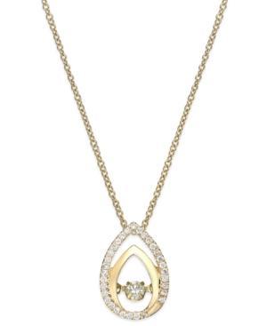 Twinkling Diamond Star Diamond Double Teardrop Pendant Necklace In 10k Gold (1/6 Ct. T.w.)