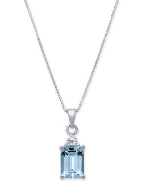 Aquamarine (1-5/8 Ct. T.w.) & Diamond Accent 18 Pendant Necklace In 14k White Gold
