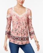 Style & Co Bell-sleeve Cold-shoulder Top, Created For Macy's