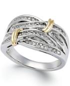 Diamond Multi-row Ring In 14k Gold And Sterling Silver (1/4 Ct. T.w.)