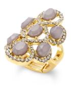 Inc International Concepts Gold-tone Gray Crystal Statement Stretch Ring, Only At Macy's