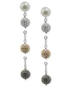 Fresh By Honora Cultured Freshwater Pearl (8mm) And Crystal Interchangeable Earring Set