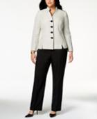 Le Suit Plus Size Tweed-blazer Pantsuit