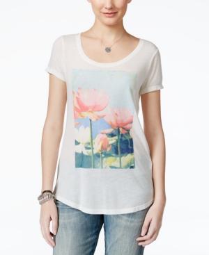 Lucky Brand Jeans Brushstroke Lotus Graphic Tunic T-shirt
