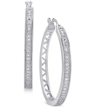 Diamond Openwork Hoop Earrings (1/4 Ct. T.w.) In Sterling Silver, 18k Gold-plated Sterling Silver, And 18k Rose Gold-plated Sterling Silver