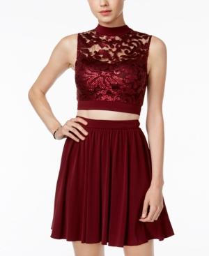 Speechless Juniors' 2-pc. Sequined Mesh Fit & Flare Dress