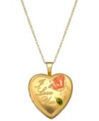 Engraved Love Heart Locket Pendant Necklace In 14k Gold
