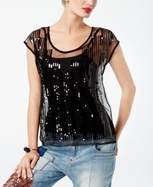 Inc International Concepts Sequin Illusion Top, Created For Macy's