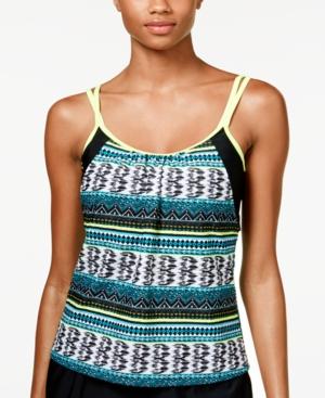 Go By Gossip Natural Anthem Ikat-print Layered Tankini Top Women's Swimsuit