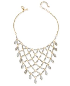 Inc International Concepts Gold-tone White Beaded Net Statement Necklace, Created For Macy's