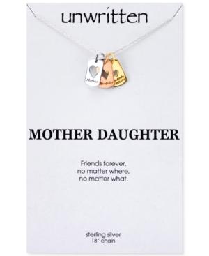 Unwritten Tri-tone Mother, Daughter, Friend Pendant Necklace In Sterling Silver