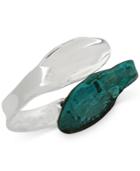 Robert Lee Morris Soho Silver-tone Patina Sculptural Hinged Bangle Bracelet
