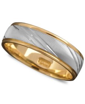 Men's 14k Gold And 14k White Gold Ring, Flash Band (size 6-13)