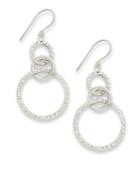 14k White Gold Earrings, Diamond Accent Triple-circle Drop Earrings