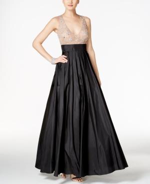 Betsy & Adam Rhinestone Illusion Ball Gown