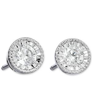 Diamond Milgrain Stud Earrings (3/4 Ct. T.w.) In 14k White Gold